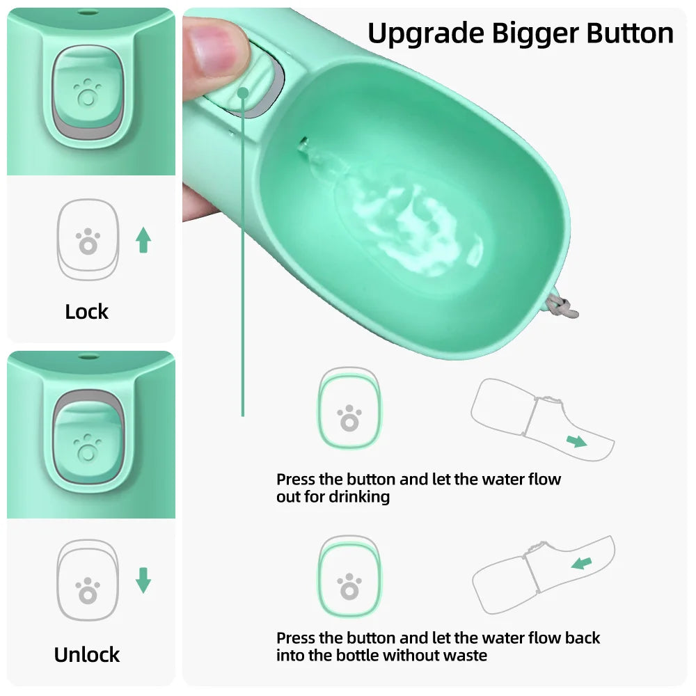 Portable Dog Water Bottle (Leak-Proof, One-Touch Design)